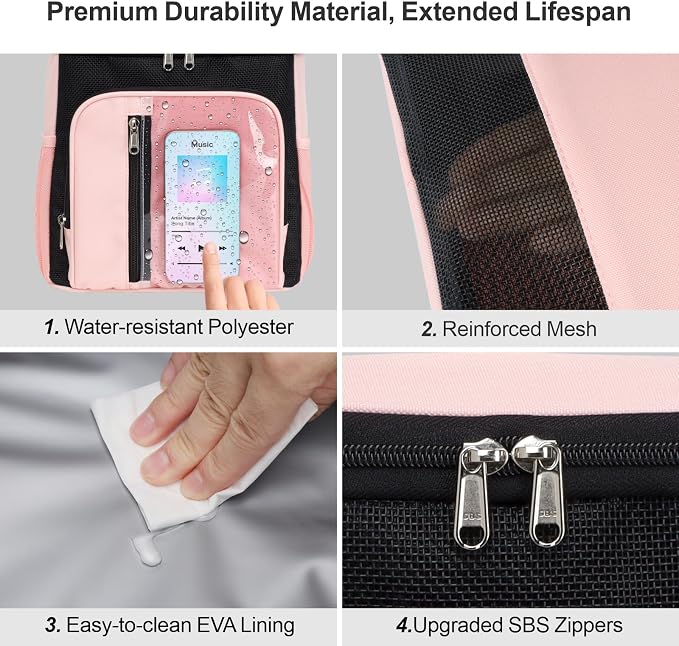 F-color Shower Caddy Portable for College Dorm Essentials - Large Hanging Sturdy Handle Toiletry Tote Bag with Hook, Multiple Pockets, Quick Dry Organizer for Camping, Travel, Gym, Light Pink