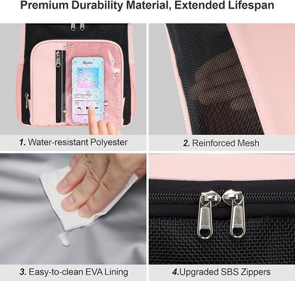 F-color Shower Caddy Portable for College Dorm Essentials - Large Hanging Sturdy Handle Toiletry Tote Bag with Hook, Multiple Pockets, Quick Dry Organizer for Camping, Travel, Gym, Light Pink