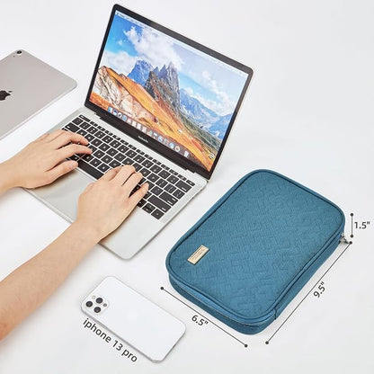 NISHEL Travel Cord Organizer, Electronic Cable Accessories Storage Bag | Bag for chargers, cables, phones, hard drives, USB devices and SD cards, ideal for travel and daily use, Lake-Blue