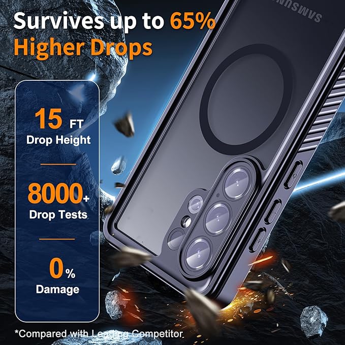 Hualele for Samsung Galaxy S26 Ultra Case Waterproof, Compatible with MagSafe, Built in Lens & Screen Protector Rugged Full Body Protection IP68 Underwater Cover Case for Galaxy S26 Ultra 5G Black