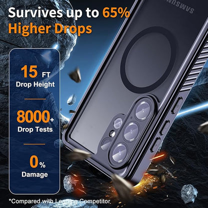 Hualele for Samsung Galaxy S26 Ultra Case Waterproof, Compatible with MagSafe, Built in Lens & Screen Protector Rugged Full Body Protection IP68 Underwater Cover Case for Galaxy S26 Ultra 5G Black