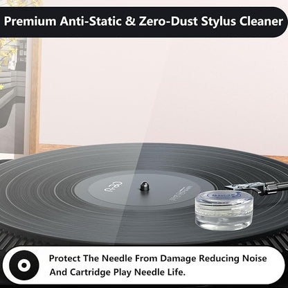 Turntable Stylus Clean Gel - Premium Anti-Static & Zero-Dust Stylus Cleaner, Dirt and Debris Dry Cleaning Mixture for Vinyl Record Player Needle (White)