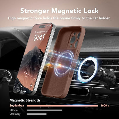 Magnetic for iPhone 16 Pro Case, Compatible with MagSafe, [Full Camera Protection][Screen Protector] Silicone Shockproof Protective Phone Case for iPhone 16 Pro 6.3", Brown
