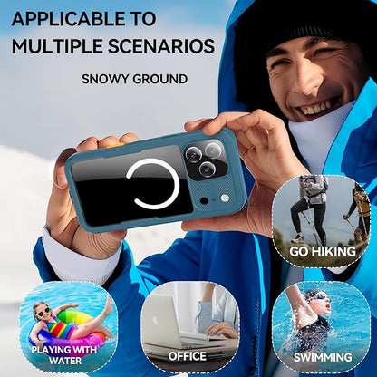 Guppy for iPhone 17 Pro Max Waterproof Magnetic Case, Built-in Screen Protector IP68 Waterproof Shockproof Dust-Proof Phone Case[14FT Military Drop Proof] 360° Full Body Protection Sealed Case, Cyan