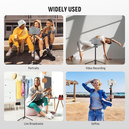 NEEWER BASICS 59"Selfie Stick Tripod Compatible with iPhone & DLSR Camera, Small Metal Compact Portable Travel Desk Stand with Remote Ball Head 2in1 Cell Phone Holder Mount for Video Recording Filming