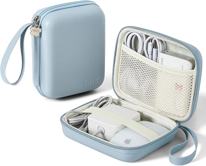 Charger Case for Macbook, Portable Tech Electronic Organizer Bag, Small Travel Storage Pouch for Laptop Accessories, MacBook Power Adapter, Charging Cords, USB Drives, Power Bank (Blue, L)