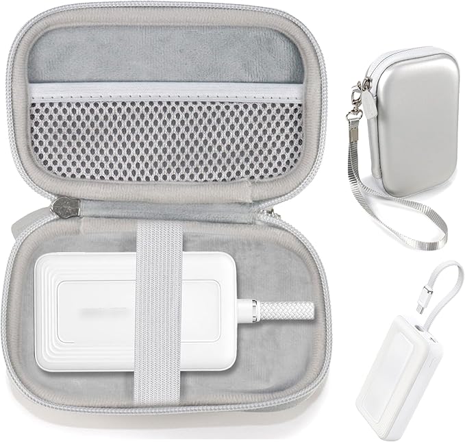 CaseSack Case for Anker Portable Charger 10,000mAh, Zolo Power Bank 20,000mAh, Organizer for Anker Portable Charger/Fast Charge Battery Pack (Silver)