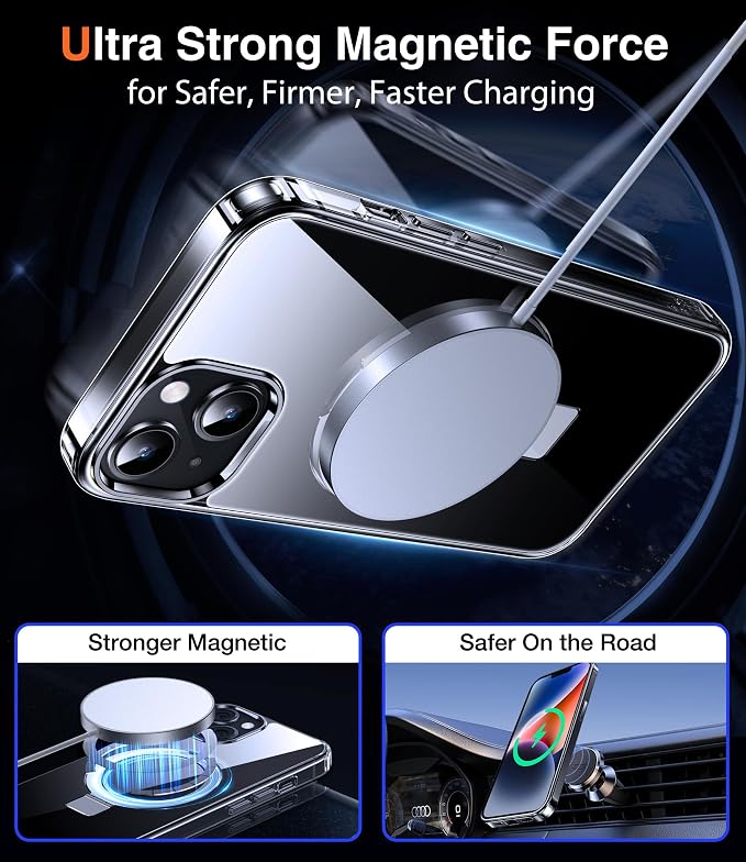 Chicfun 3-in-1 [Magnetic+Kickstand+Ring Holder] for iPhone 13 Case, iPhone 14 Case Compatible with MagSafe, Phone Case iPhone 13/14 with Stand Military Shockproof Protective Magnetic Cover