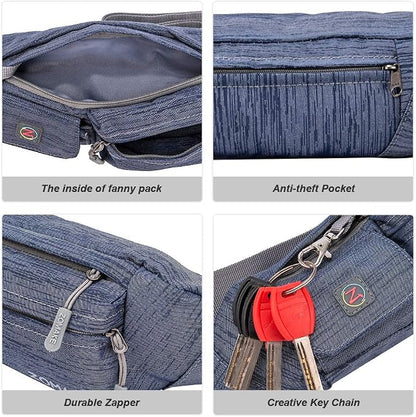 ZOMAKE Small Crossbody Fanny Pack for Women Men, Runner Belt Bag with Adjustable Strap, Water Resistant Waist Bag for Running