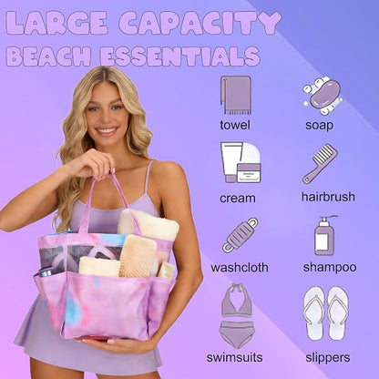 Attmu Mesh Shower Caddy Portable, Quick Dry Hanging Shower Tote Bag for College Dorm Room Essentials, Large Capacity Caddy Dorm for Bathroom Gym Swimming