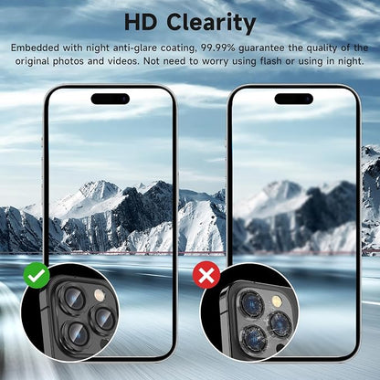 for iPhone 16 Pro/iPhone 16 Pro Max Camera Lens Protector - with Installation Tray, 9H Tempered Glass [Anti-Scratch] [Ultra HD Clear] Metal Individual Ring Camera Cover(Black Titanium)