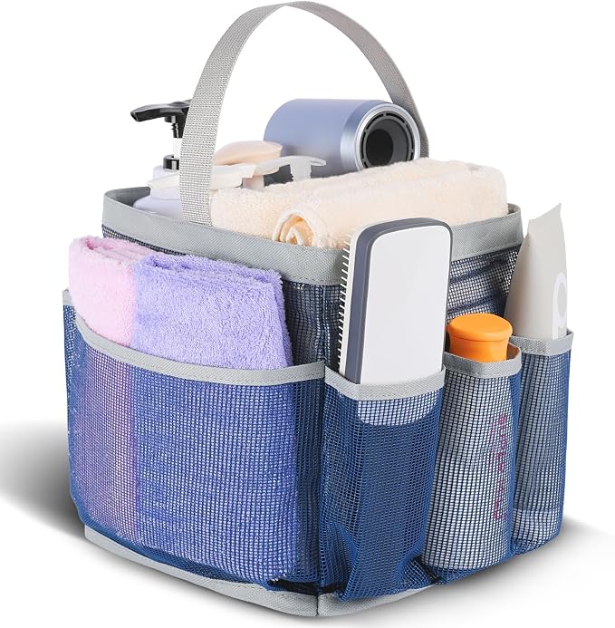 EUDELE Mesh Shower Caddy Portable for College Dorm Room Essentials,Shower Caddy Dorm with 8-Pocket Large Capacity for Beach,Swimming,Gym,Travel essentials