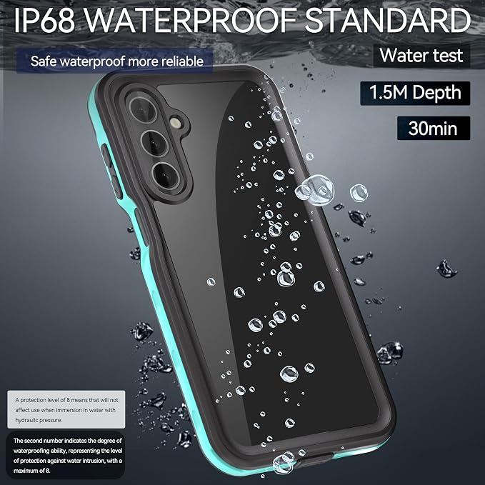 Omio for Galaxy A16 5G Waterproof Case, Full Body IP68 Underwater Clear Protective Case Built-in Screen Protector Heavy Duty Shockproof Case for Men Women, Teal