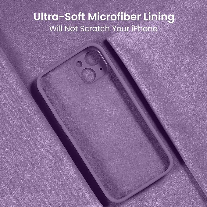 FireNova Designed for iPhone 15 Case, Silicone Upgraded [Camera Protection] Phone Case, Soft Anti-Scratch Microfiber Lining Inside, 6.1 inch, Light Purple