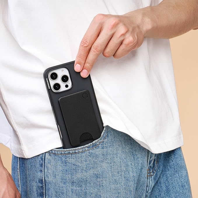 PopSockets Phone Wallet for MagSafe, Phone Card Holder without Grip, Black - Black