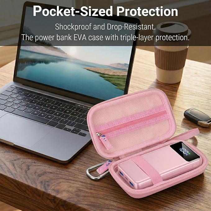 Portable Bank Charger Case for charmast for citicr for VRURC for OHOVIV Fast Charging Battery Protective Case(Pink)