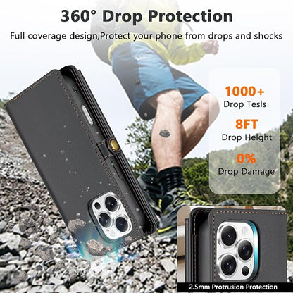 Wallet Case for iPhone 16 Pro with Card Holder/Crossbody Wallet/Strap| RFID Blocking | Magnetic | Kickstand | Detachable | PU Leather Phone Case for iPhone 16 Pro,6.3 in,Black