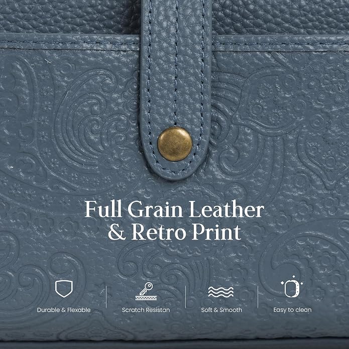befen Leather Wristlet Wallet for Women Cell Phone Purse with Built in Wallet Vintage Leather Crossdody Bag Clutch Purse