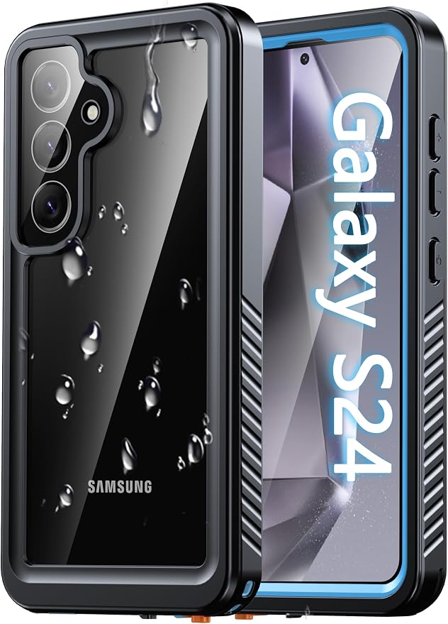 Oterkin for Samsung Galaxy S24 Waterproof Case, Full Body Protective Rugged Phone Case for Samsung S24 with Built-in HD Screen & Lens Protector, 12FT Military Grade Protection (Blue)