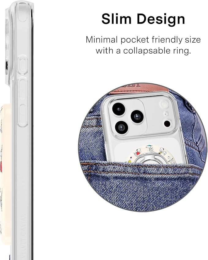 VELVET CAVIAR Compatible with MagSafe Phone Grip 2.0 | Cute Magnetic Ring Holder | Finger Loop Kickstand | Pop On Accessory for iPhone 17, 16, 15, 14, 13, 12 | Snoopy Moods