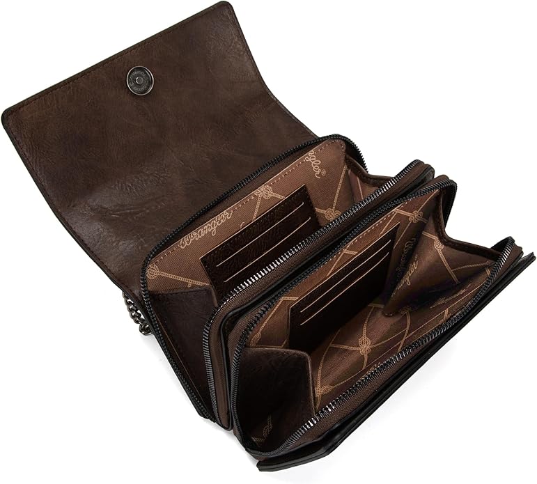 Wrangler Flap Crossbody Purse for Women Shoulder Bag Vintage Wallets with Chain Strap