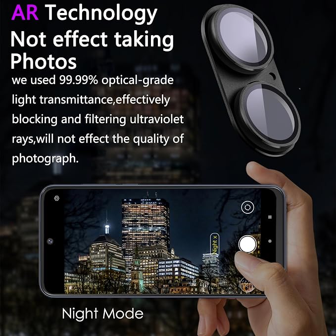 2 Pack Camera Lens Protector for iPhone 16/16 Plus,[Not Easy to Breakn ] AR Tempered Glass Strong Adsorption Metal Camera Cover Screen-Black