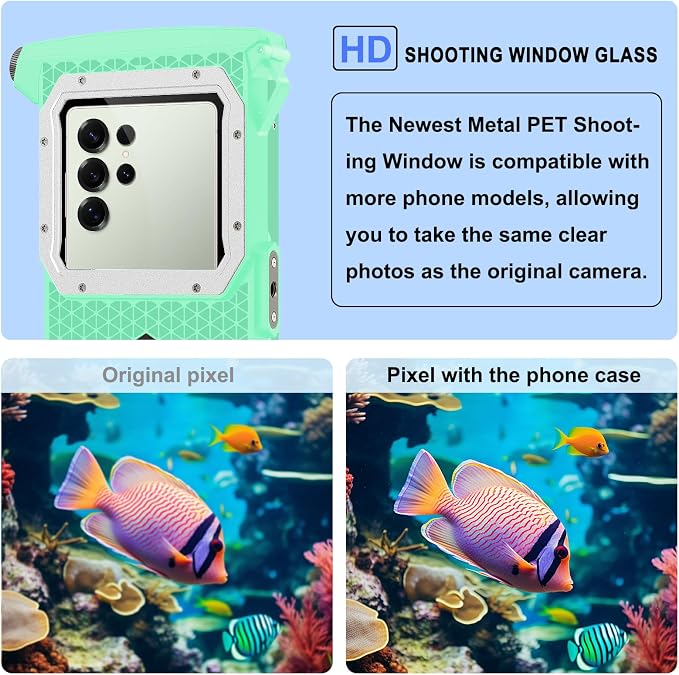 2026 Diving Snorkeling Phone Case for iPhone 17/16/15/14/13/12/11 Pro Max/XS/X Samsung Galaxy S26/S25/S24 Professional Scuba Dive Waterproof Underwater Photo Video Cover (5TH Gen, Teal-)