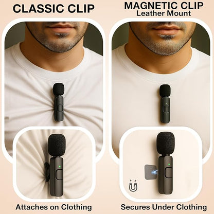 Magnetic Clip for Wireless Lavalier Microphone with Leather Magnetic Mount – 360° Strong Mic Magnet Mount for Mini Mic Pro, MAYBESTA, Bulatry, PQRQP – Invisible Hands-Free Mic Holder for Shirt