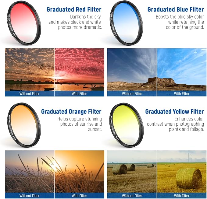 NEEWER 52mm ND + CPL + Star + 4 Graduated Color Filter Set with Phone Lens Clamp Compatible with iPhone 17 16 16e 15 14 Pro Max Plus Canon Nikon Sony Camera