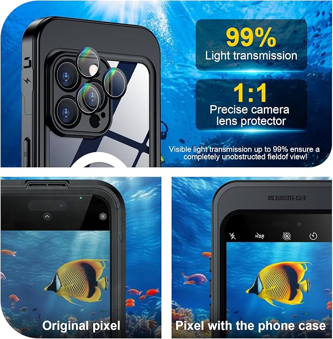 [Bluetooth Control] Underwater Camera Case for iPhone 15 Pro Max Case Waterproof,[ IP68 Underwater Physical Button Photography & Video Recording] Cover Bag Box for Snorkeling, Swimming & Surfing-6.7"