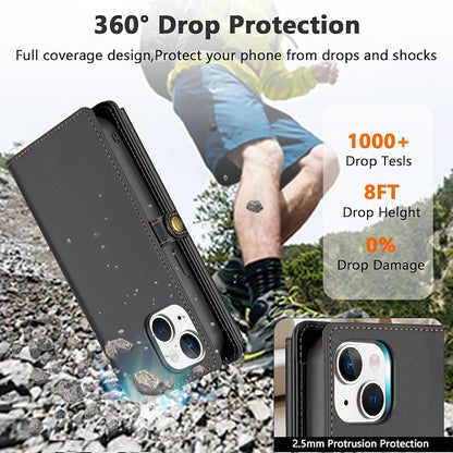 Wallet Case for iPhone 14 Plus with Card Holder/Crossbody Wallet/Strap| RFID Blocking | Magnetic | Kickstand | Detachable | PU Leather Phone Case for iPhone 14 Plus,6.7 in,Black