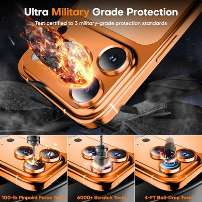 Camera Lens Protector for iPhone 17 Pro Max/17 Pro/16 Pro Max/16 Pro/15 Pro Max/15 Pro/14 Pro Max/14 Pro,Tempered Glass Metal Individual Camera Cover[Anti-drop] Case Friendly- Cosmic Orange