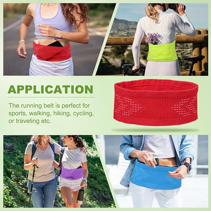 Slim Running Belt, Running Fanny Pack Phone Holder for Women Men Waist Bag Moisture Wicking Storage Belts Bag- Fitting for (Storage Phone-Travel- Sports- Hiking) Red & M