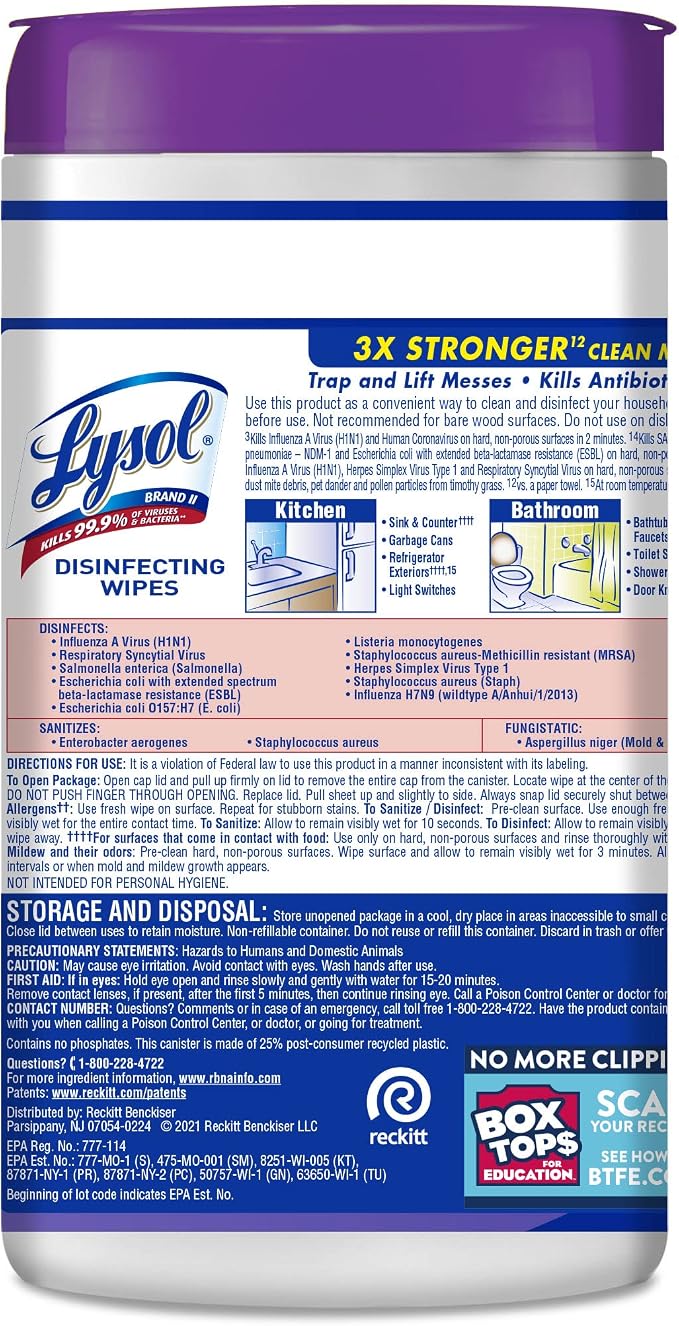 Lysol Disinfectant Wipes, Multi-Surface Antibacterial Cleaning Wipes, Dorm Room Essentials For Disinfecting and Cleaning, Early Morning Breeze, 80 Count (Pack of 1)