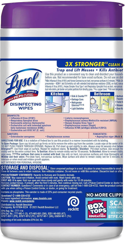 Lysol Disinfectant Wipes, Multi-Surface Antibacterial Cleaning Wipes, Dorm Room Essentials For Disinfecting and Cleaning, Early Morning Breeze, 80 Count (Pack of 1)