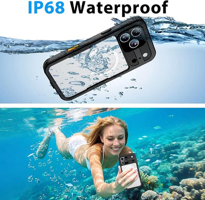 for Waterproof iPhone Case Compatible with iPhone 17 Pro Max, IP68 Waterproof Shockproof Dust-Proof Phone Case with Built in Screen Protector, Full Body Protective Case (Black, 17 Pro Max)
