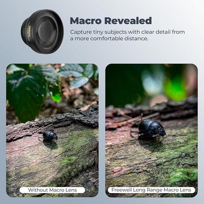 Freewell 100mm Long Macro Lens for iPhone & Samsung Magnification, 60mm Focus Distance – Capture Detailed Close-Ups of Nature & Small Objects
