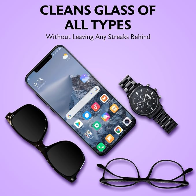 Purity Microfiber Lens Cleaning Cloth - Machine Washable, Lint-Free Microfiber Cloth- Cleans Eyeglasses, Screens, Lenses, Phones and Other Delicate Surfaces - Made in USA - 6 Pack, Dark Blue