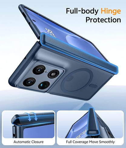 FNTCASE for Motorola Razr Fold Case, Fit for Magsafe, Hinge Protection Blue | Translucent Matte, 18FT Military Grade Drop Proof, Protective Phone Cover, Blue