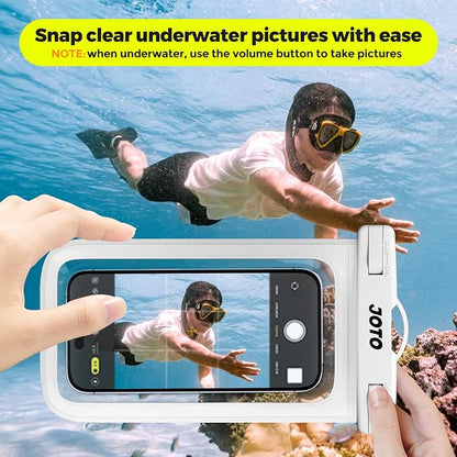 JOTO Up to 7" Universal Waterproof Phone Case for iPhone 17 Air 16 15 14 13 12 11 Plus Pro Max, IPX8 Cellphone Dry Bag XR X SE, Galaxy S23 S22 S21 S20+ S20 S10 Plus Note, Pixel -White