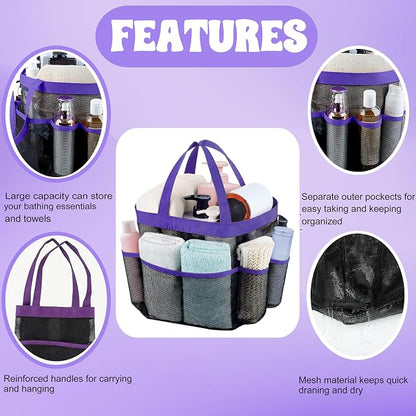Attmu Mesh Shower Caddy Portable, Quick Dry Hanging Shower Tote Bag for College Dorm Room Essentials, Large Capacity Shower Caddy Dorm for Bathroom Gym Swimming