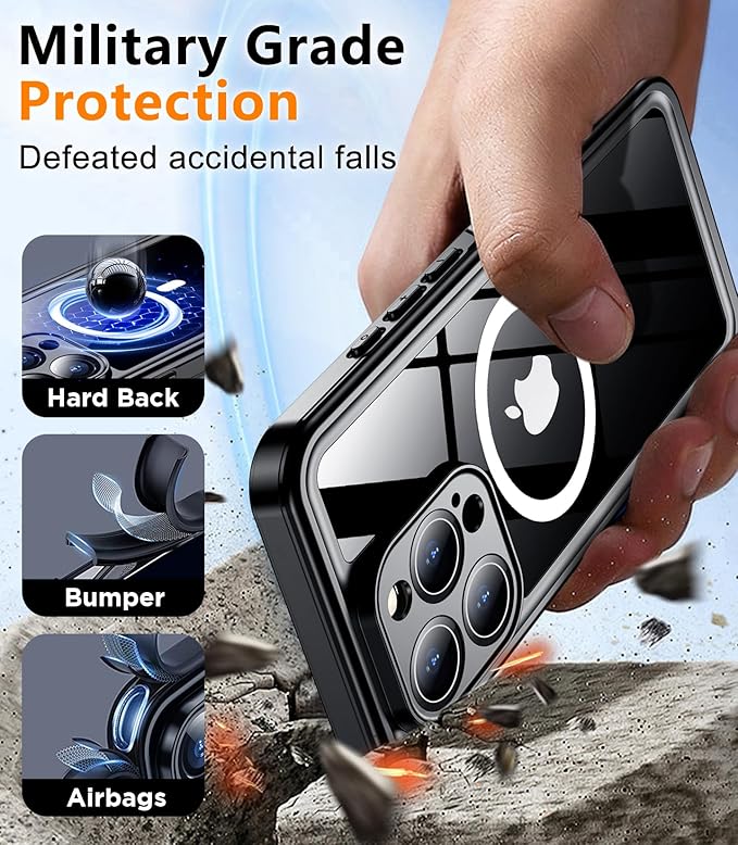 Temdan Magnetic for iPhone 16 Pro Max Case Waterproof,Built-in Screen Protector[IP68 Underwater][Upgrade Military Dropproof][Compatible with MagSafe] Full Body Shockproof Case-Purple