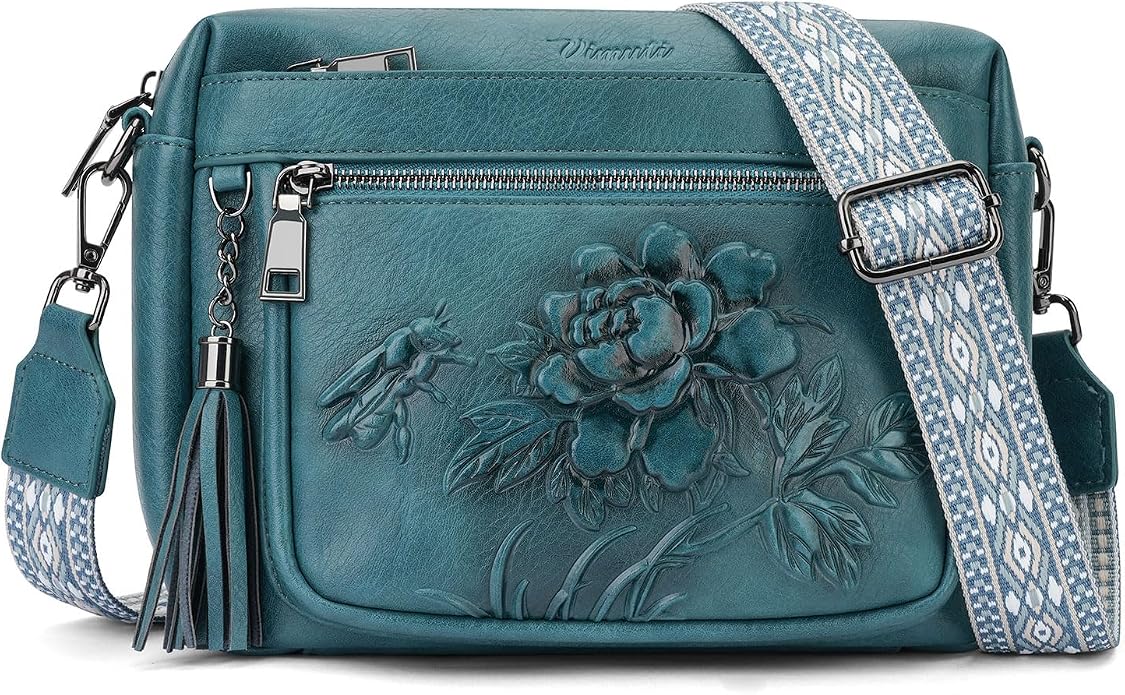 Crossbody Bags for Women Trendy, Vegan Leather Crossbody Purses Travel Shoulder Handbags Embossed Design