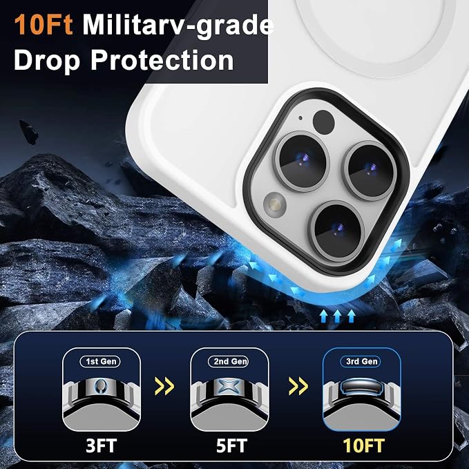 MOCCA Strong Magnetic for iPhone 14 Pro Max Case [Compatible with Magsafe] [10FT Military Grade Protective] Translucent Matte Slim Shockproof Case for iPhone 14 Pro Max 6.7"-Frosted White
