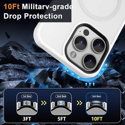 MOCCA Strong Magnetic for iPhone 14 Pro Max Case [Compatible with Magsafe] [10FT Military Grade Protective] Translucent Matte Slim Shockproof Case for iPhone 14 Pro Max 6.7"-Frosted White