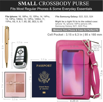 BULL GUARD Crossbody Leather Wallet Phone Purse, Anti Theft and RFID Blocking, Elegant Design for Travel