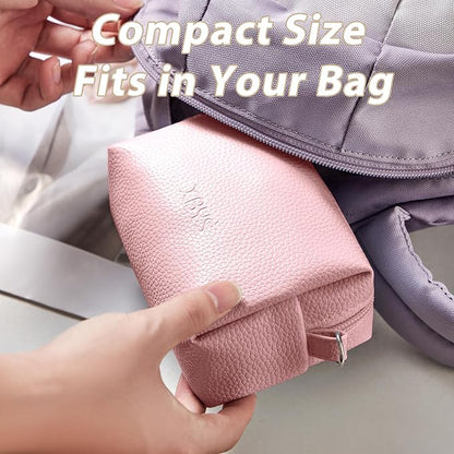 Small Tech Pouch, Waterproof Electronics Travel Case with Carabiner, Compact Cable Organizer Bags & Cases for Chargers, Power Banks, Hard Drives, Earbuds, Cords and Digital Accessories (Pink)