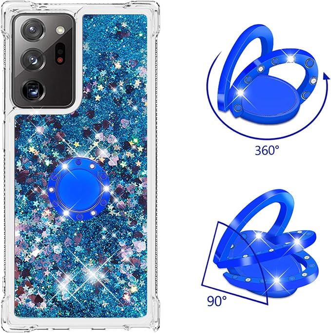 Liquid Case Silicone for Galaxy Note 20 Ultra with Ring Holder, Silicone Liquid Bumper Case Transparent Protective Cover Yellowing-Resistant Scratch Case Compatible with Samsung Galaxy Note 20 Ultra