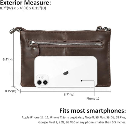 befen Genuine Leather Wristlet Clutch Wallet Purses Small Crossbody Bags for Women with RFID Blocking Card Slots