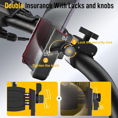 Moman Bike Phone Holder, PMS1 Universal Motorcycle Phone Mount【Unobstructed Lens】 360° Rotatable Quick Release Compatible with iPhone Samsung 4.5”-7.0” Phone, Motorcycle-Phone-Holder-Motorbike-Mount